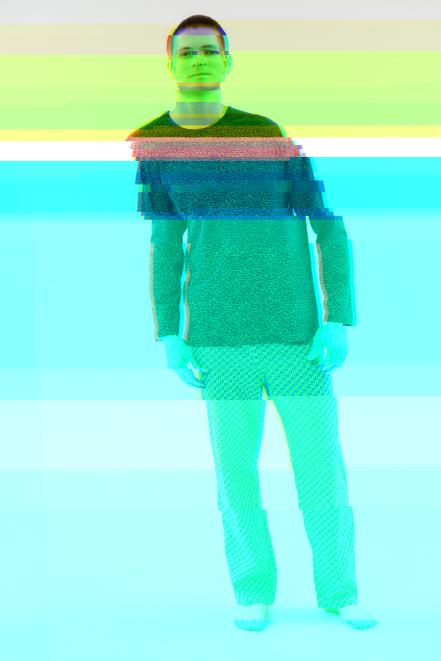 Пижама мужская из футболки с длинным рукавом и брюк из кулирки Генри геометрия