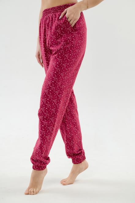 Брюки женские из кулирки на резинке бордовый