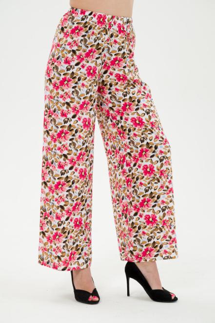 Брюки палаццо из штапеля Диана цветы на белом