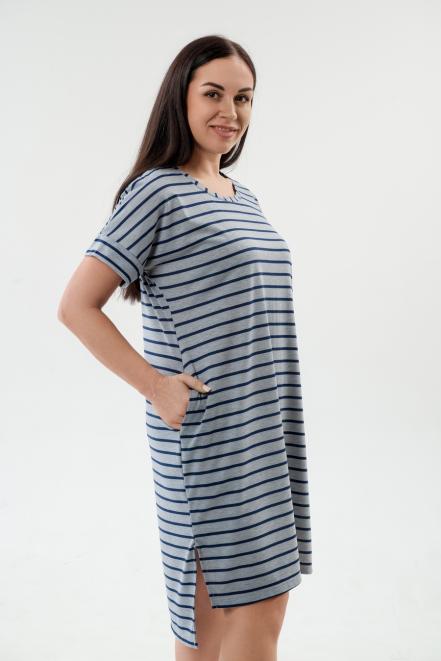 Туника женская из вискозы Полоса серо-черный Туника женская из вискозы Полоса серо-черный