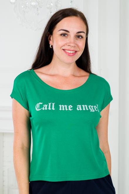 Футболка женская из вискозы Лирика зеленый Call me angel Футболка женская из вискозы Лирика зеленый Call me angel