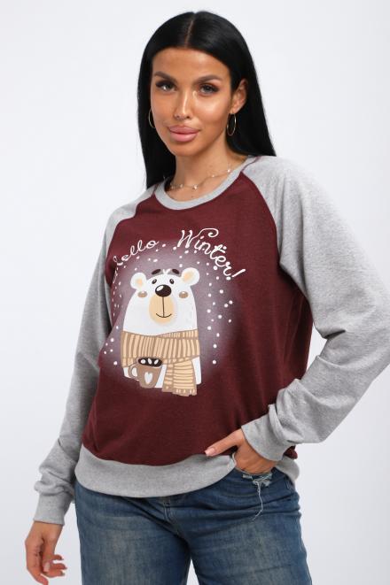 Лонгслив женский из футера Гамми бордовый