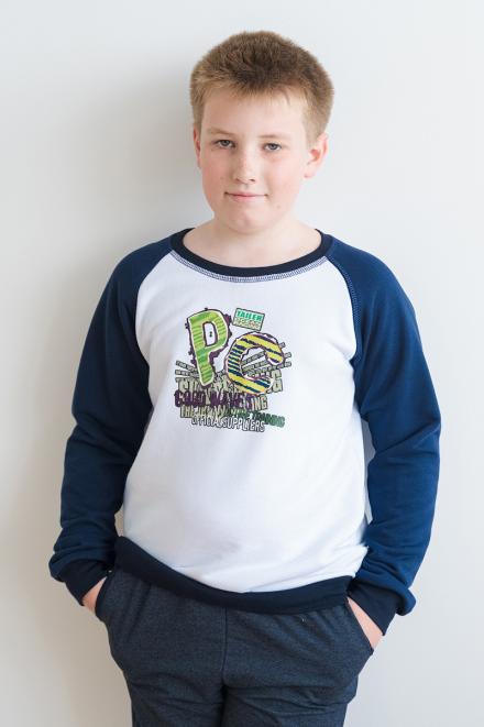 Свитшот детский из футера Оливер  сине-белый