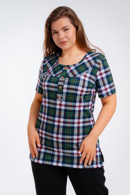 Туника женская из кулирки Наина зелёный меланж макси Туника женская из кулирки Наина зелёный меланж макси