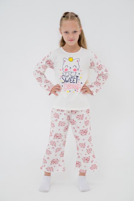 Пижама детская из футера Кисонька бордо