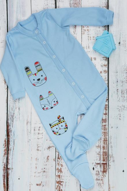Комплект из комбинезона и шапочки из интерлока Happy Friends голубой