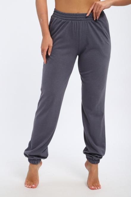 Брюки женские из кулирки на резинке графит