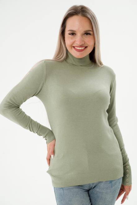 Водолазка женская из трикотажа с пуговичками мятный