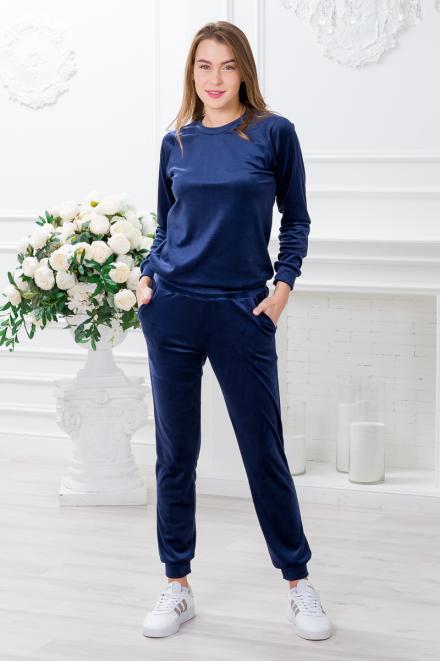 Костюм женский Люкс, велюр Тёмно-синий