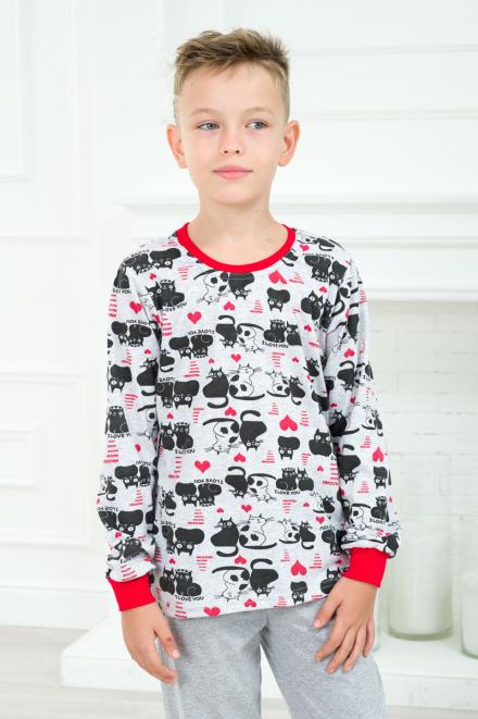 Пижама подростковая из джемпера и брюк из кулирки Олененок кошки Пижама подростковая из джемпера и брюк из кулирки Олененок кошки