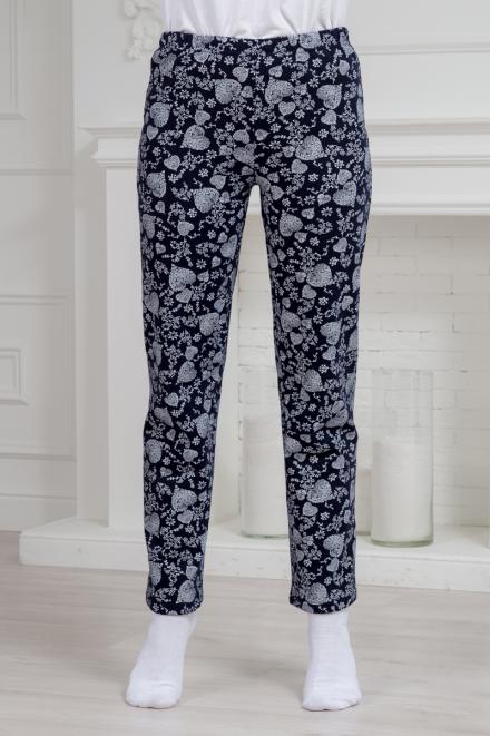 Брюки женские домашние из футера сердце из цветов