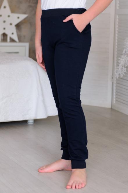 Брюки подростковые из футера с начесом темно-синий