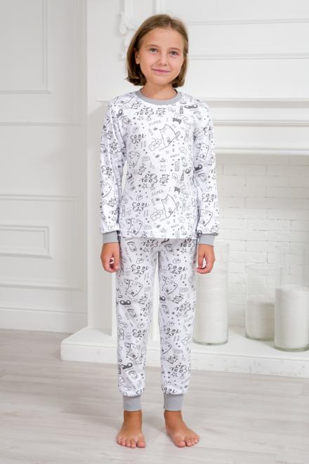 Пижама детская из интерлока Потешка котик серый Пижама детская из интерлока Потешка котик серый