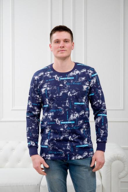 Свитшот мужской из футера 2-х нитка с начесом темно-синий