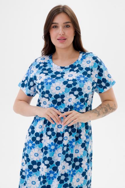 Платье женское из кулирки Миранда голубая ромашка Платье женское из кулирки Миранда голубая ромашка