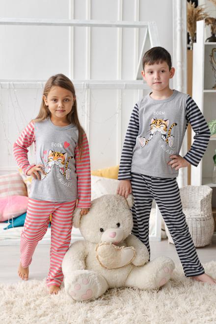 Костюм детский из джемпера и брюк без манжет из кулирки Радость синий