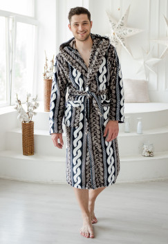 Халат мужской из велсофта Ларри темно-серый