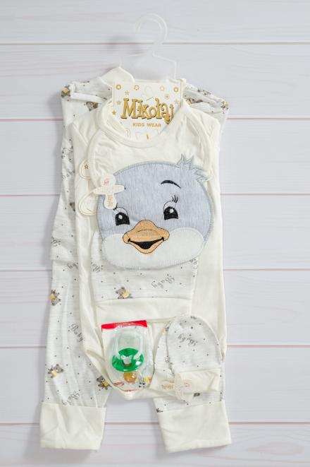 Набор для новорожденного из интерлока Малыш утенок серый