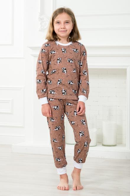 Пижама детская из джемпера и брюк из кулирки Коровы Пижама детская из джемпера и брюк из кулирки Коровы