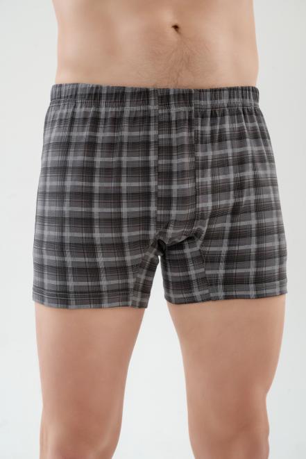 Трусы-боксеры мужские из кулирки клетка серая