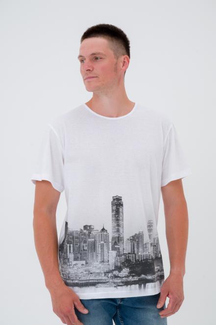 Футболка из кулирки унисекс Город белый макс Футболка из кулирки унисекс Город белый макс