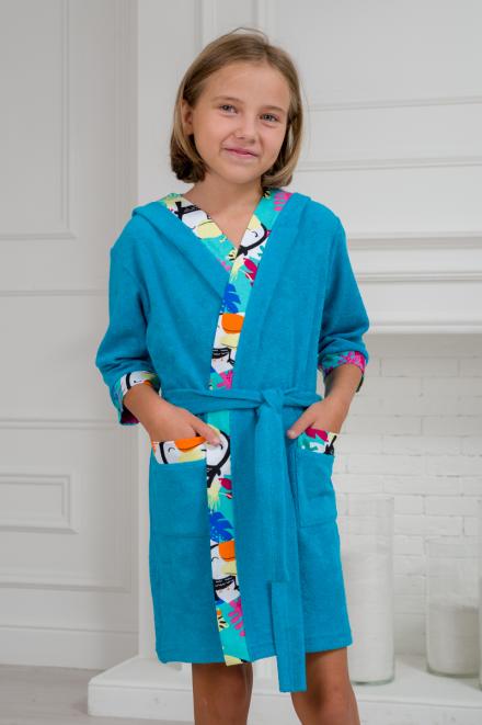 Халат детский из махры Ассоль бирюзовый