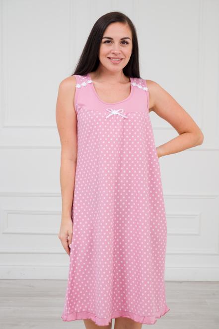 Ночная сорочка из кулирки Василиса горох на лиловом