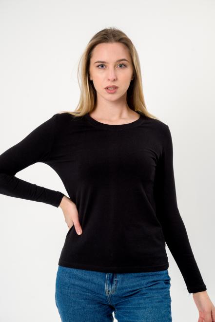 Лонгслив женский из кулирки с лайкрой чёрный макси