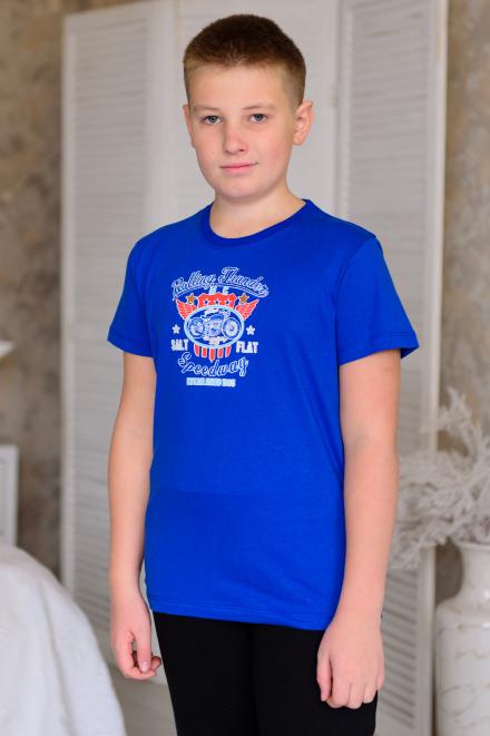 Футболка детская из кулирки  Мото 2 синий