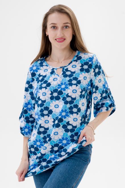Туника женская из кулирки Полина голубая ромашка Туника женская из кулирки Полина голубая ромашка