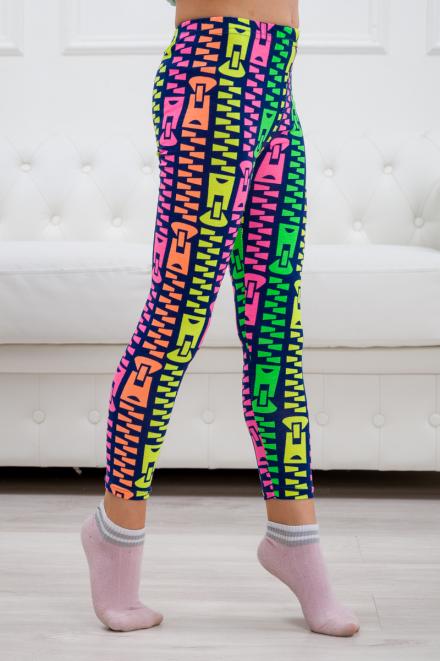Легинсы детские из кулирки с лайкрой цветная молния