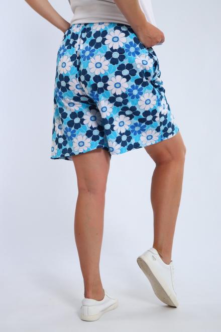Шорты женские из кулирки Цветник голубая ромашка