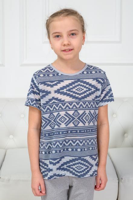Футболка детская из вискозы орнамент серый