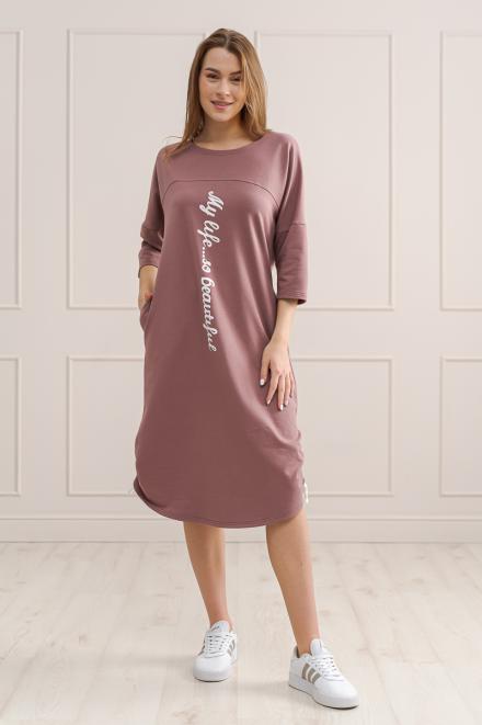 Платье женское из футера My life бежевый Платье женское из футера My life бежевый