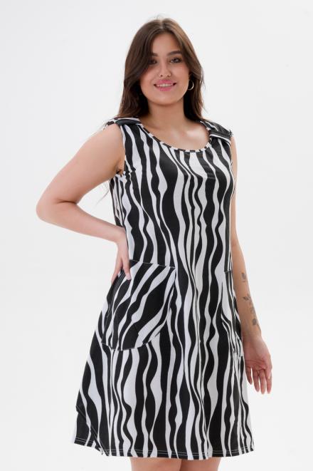 Платье женское из кулирки Кэтрин белая зебра макси