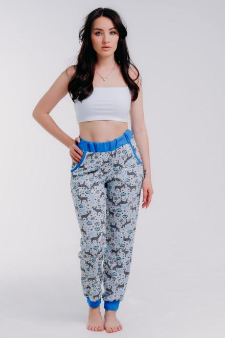 Брюки женские из кулирки на манжете голубой