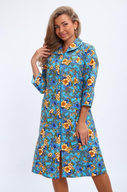 Халат женский из фланели Маша цветы