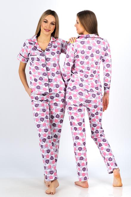 Пижама женская из жакета с длинным рукавом и брюк из кулирки Рейчел инжир, сливовый Пижама женская из жакета с длинным рукавом и брюк из кулирки Рейчел инжир, сливовый