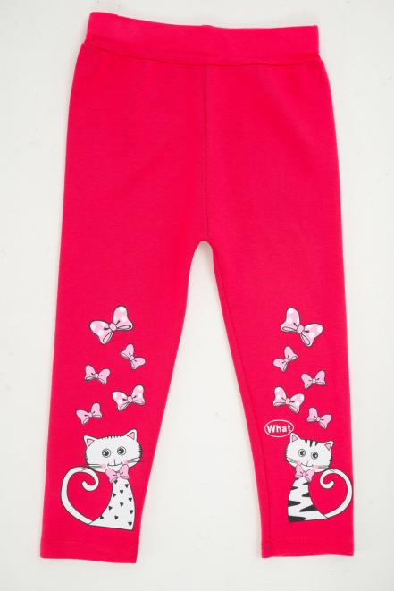 Легинсы детские из бамбука котик на розовом