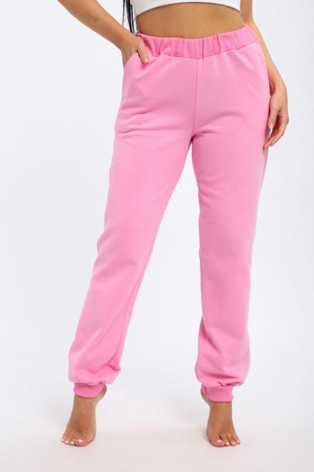 Брюки женские на манжете из футера 2-н начес розовый