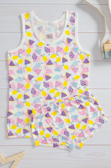 Комплект детский из трусов и майки из кулирки с лайкрой фрукты