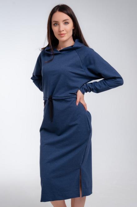 Платье женское из футера 2-х нитка тёмно-синий