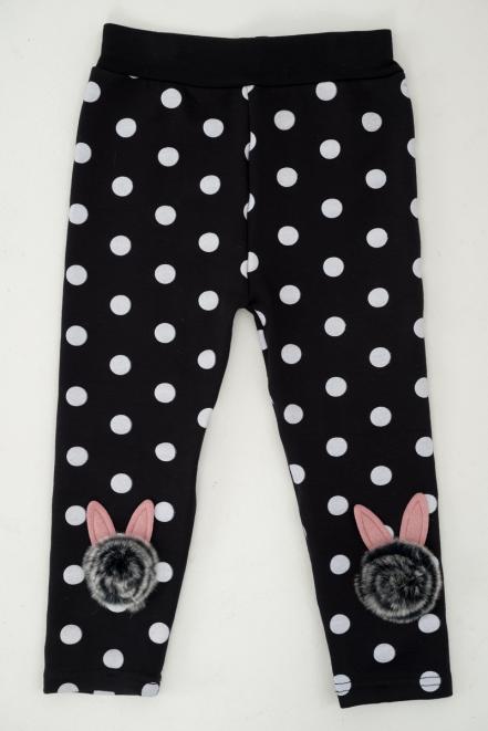 Легинсы детские из бамбука горох на черном