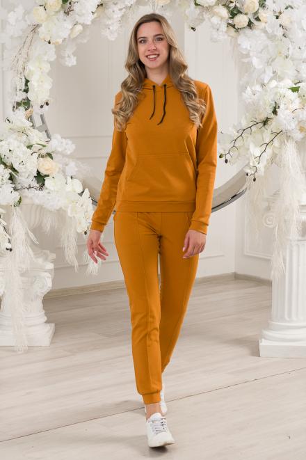 Костюм женский из худи и брюк из футера Кроссфит горчичный Костюм женский из худи и брюк из футера Кроссфит горчичный