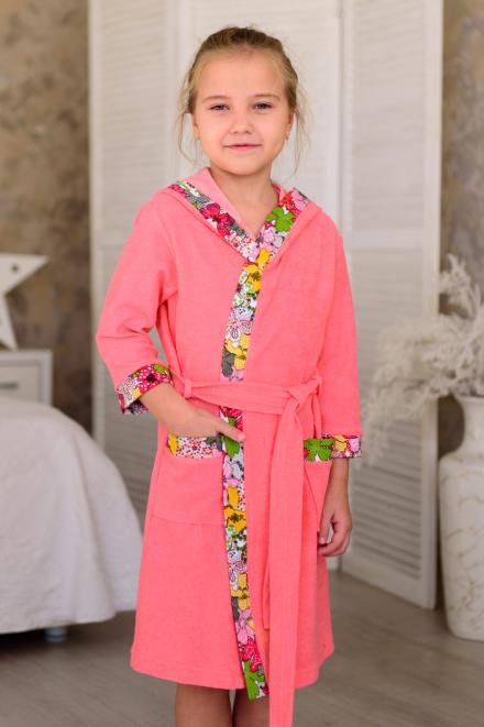 Халат подростковый из махры Анфиса розовый