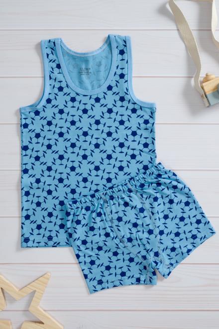 Комплект детский из трусов и майки из кулирки с лайкрой для мальчиков микс