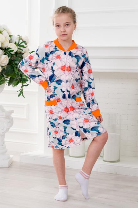 Халат подростковый из иконвелюра Аманда зелёный