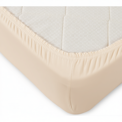 Простыня на резинке кулирка персик светлый