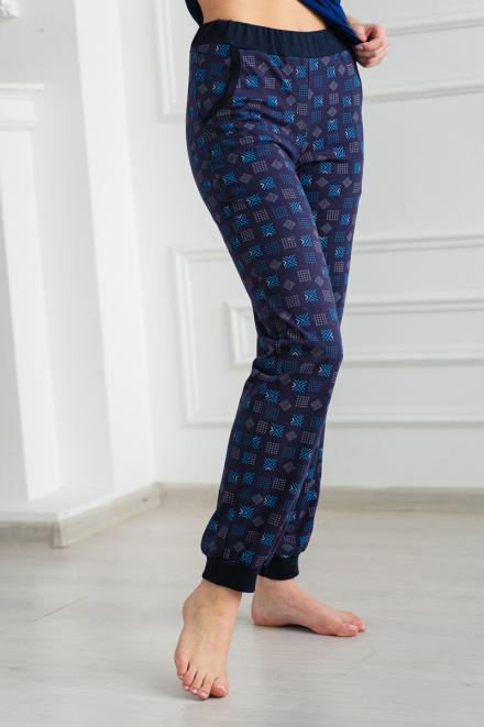 Брюки женские из кулирки на манжете темно-синий