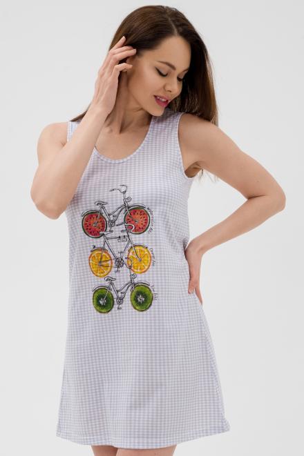 Ночная сорочка из кулирки Fruits&bikes клетка серая Ночная сорочка из кулирки Fruits&bikes клетка серая